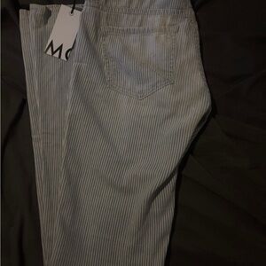 MOTHER Striped Gray Flare Jeans